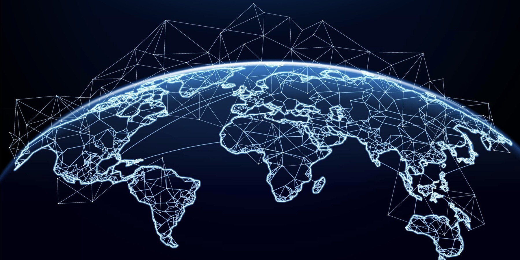 Computer graphic of the globe with interconnecting lines