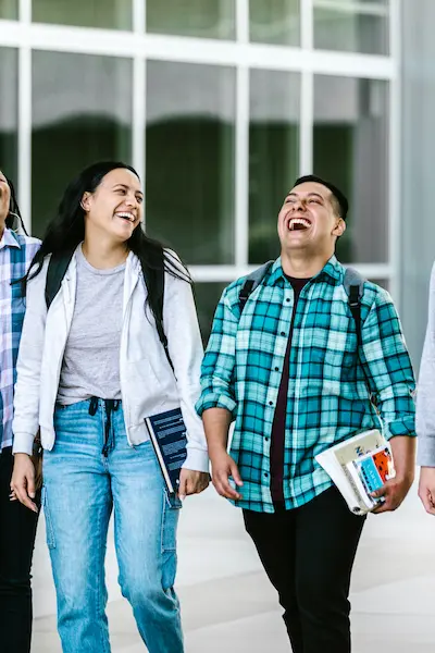 A group of students walking on campus